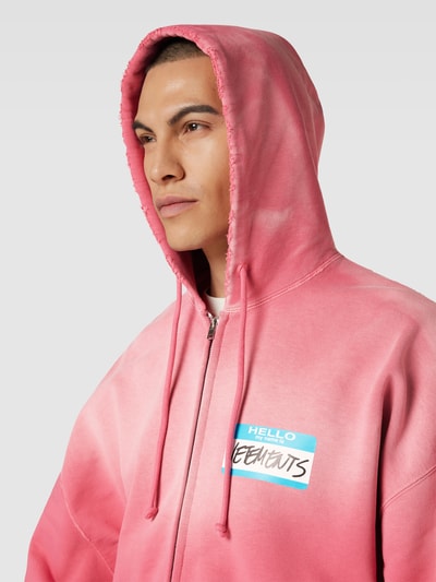 VETEMENTS Overized Sweatjacke im Destroyed-Look Pink 3