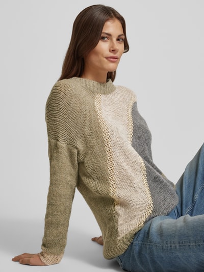 ZABAIONE Strickpullover mit gerippten Abschlüssen Khaki 3