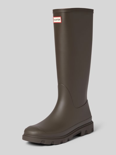 Hunter Laarzen met labeldetail Chocoladebruin - 1