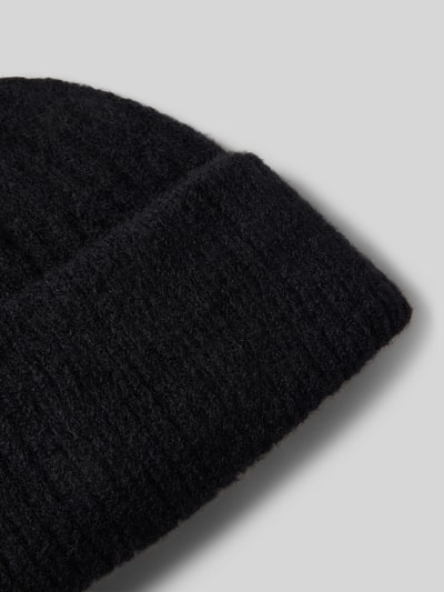 American Vintage Beanie mit Strukturmuster und Alpaka-Anteil Modell 'EAST' Black 2