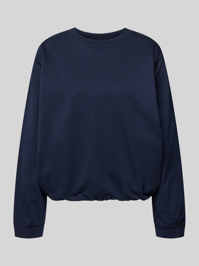 Productfoto, donkerblauw sweatshirt met ronde hals, relaxed fit, biologisch katoen, Sweatshirt met Rundhalsausschnitt Modell 'Saida' van FREE/QUENT