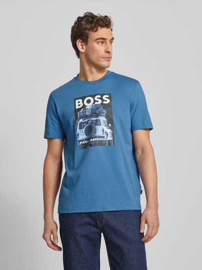 BOSS Orange T-Shirt mit Label- und Motiv-Print Modell 'mextour' Hellblau 4