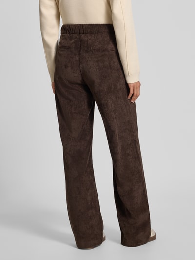 MAC Spodnie sztruksowe o rozkloszowanym kroju z lamowanymi kieszeniami z tyłu model ‘CHIARA’ Ciemnobrązowy 5
