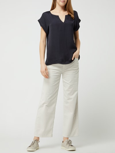 Saint Tropez Blouseshirt met geweven motief, model 'Briana' Marineblauw - 1