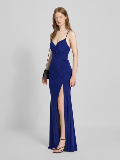 Mascara Sukienka wieczorowa z marszczeniami i rozcięciem Królewski niebieski melanż 1