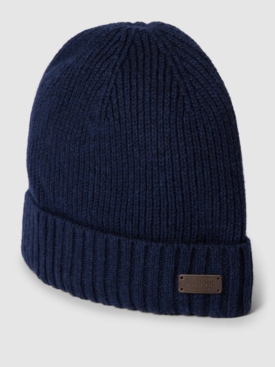 Barbour Beanie mit Label-Patch Modell 'Carlton' Marine 1