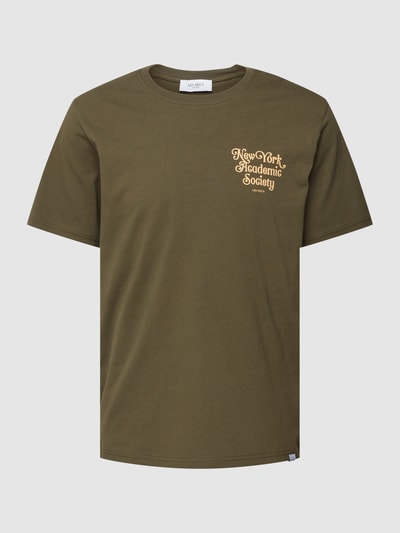 Les Deux T-shirt z nadrukiem z napisem i logo model ‘New York’ Oliwkowy 2
