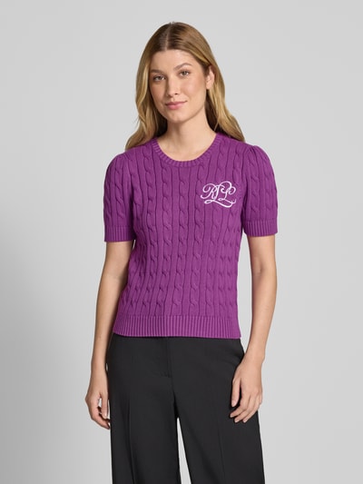 Lauren Ralph Lauren Gebreide pullover met labelstitching, model 'TARJYLL' Paars - 4