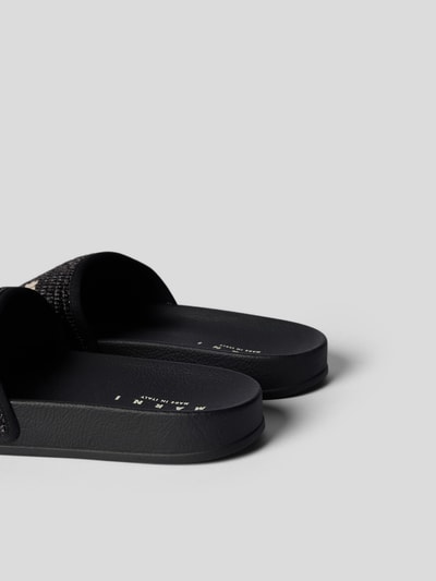 Marni Slides mit Label-Stitching Schwarz 3