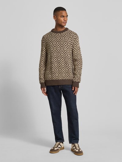 SELECTED HOMME Relaxed Fit Strickpullover aus Woll-Mix Modell 'REMI' Dunkelbraun 1