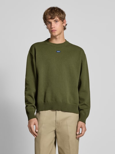 Hugo Blue Regular Fit Strickpullover aus Baumwoll-Mix Modell 'SAN CASEY' Oliv 4
