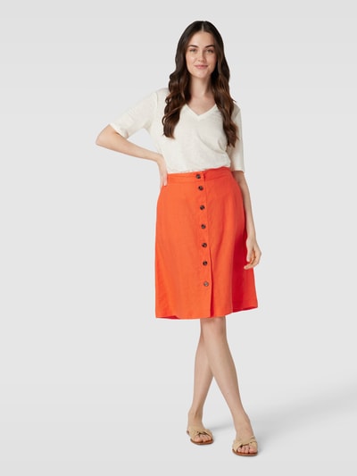 Part Two Knielange rok met knoopsluiting Lichtrood - 1