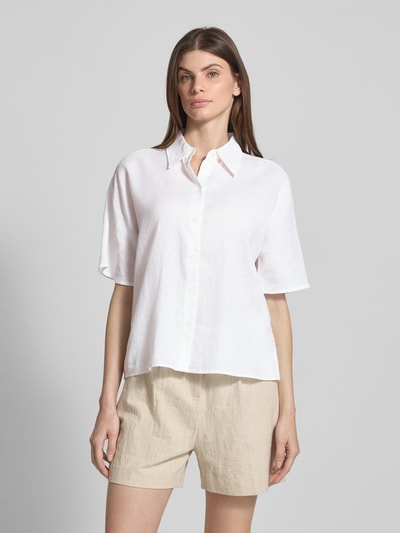 MANGO Boxy Fit Bluse aus Leinen-Baumwoll-Mix mit 1/2-Arm Modell 'PAI' Weiss 4