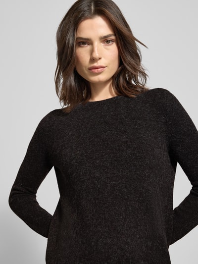 VERO MODA Fließendes Strickkleid mit langen Ärmeln Modell 'DOFFY' Dunkelbraun Melange 3