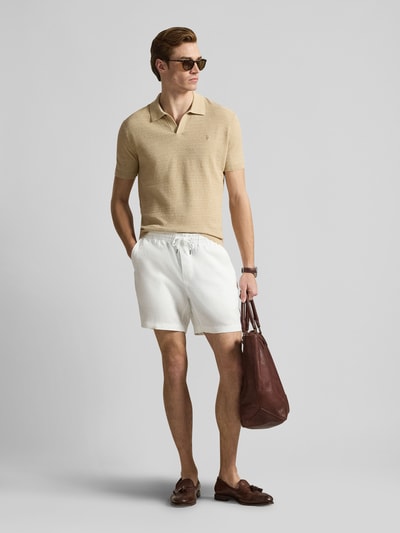 Polo Ralph Lauren Leinenshorts mit Tunnelzugbund und Logo Stitching Offwhite 1