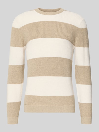 MCNEAL Strickpullover mit Streifenmuster und Rundhalsausschnitt Mud Melange 2