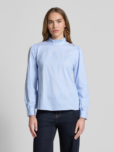 Rich & Royal Regular Fit Bluse aus Baumwoll-Mix mit Stehkragen Hellblau 4