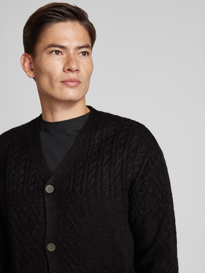 Jack & Jones Premium Kurtka z dzianiny ze ściegiem warkoczowym model ‘MARKUS’ Czarny 3