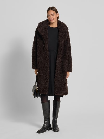 Rich & Royal Mantel aus Teddyfell mit Reverskragen Dunkelbraun 1