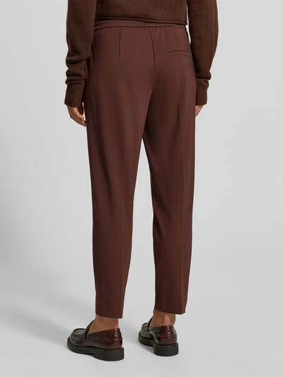 Luisa Cerano Straight fit broek van viscosemix met bandplooien Donkerbruin - 5