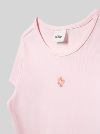 Produktfoto, Regular Fit T-Shirt aus Baumwoll-Mix von s.Oliver RED LABEL, Optik: Unifarben, Applikation: Stickerei, Rundhals, Kurzarm, Materialverarbeitung: Ripp