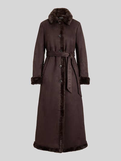 Lauren Ralph Lauren Mantel mit Webpelzbesatz Schoko 2
