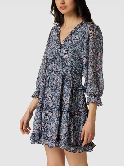 Apricot Mini-jurk met all-over motief en ruches Lichtturquoise - 4
