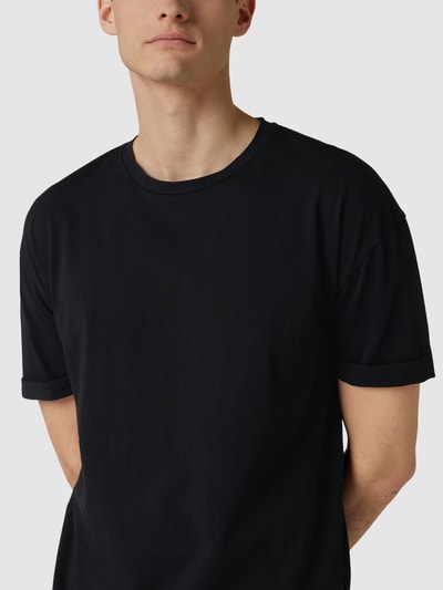 Drykorn T-Shirt mit geripptem Rundhalsausschnitt Modell 'THILO' Schwarz 3