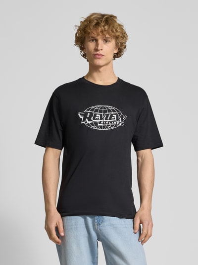 REVIEW T-shirt o kroju regular fit z okrągłym dekoltem Czarny 4