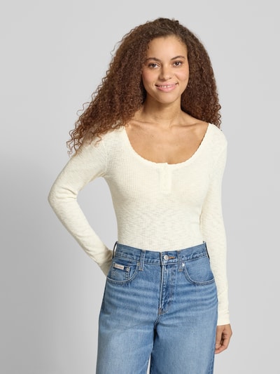 ONLY Slim Fit Langarmshirt mit Baumwoll-Anteil Modell 'JULIANE LIFE' Ecru 4