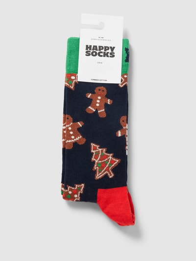 Happy Socks Skarpety z nadrukowanym motywem model ‘Gingerbread Cookies’ Ciemnoniebieski 3