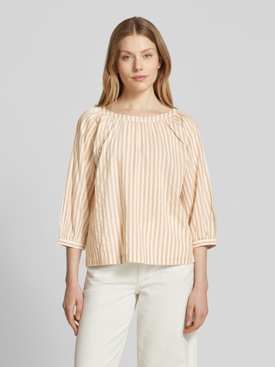 s.Oliver RED LABEL Relaxed fit blouse met korte mouwen van een mix van katoen en viscose  Beige - 4