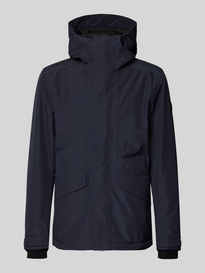 Produktfoto, dunkelblaue Regular Fit Jacke mit Kapuze Modell 'Adam' von Didriksons, glatte Textur, Eingrifftaschen, Herrenjacke