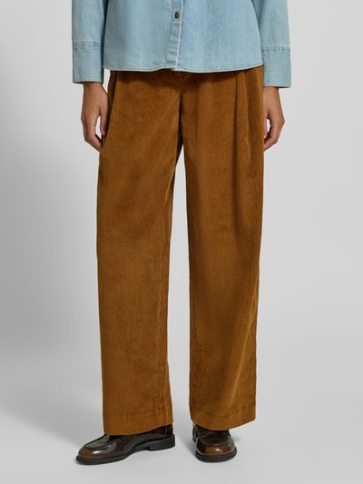 Selected Spodnie sztruksowe o kroju relaxed fit z mieszanki bawełny model 'ROJA' Camel 4