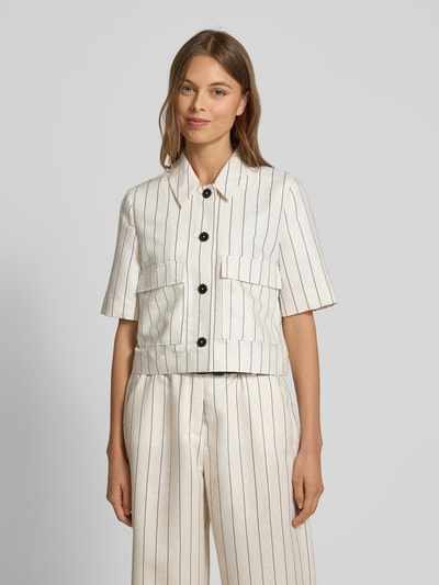 comma Regular Fit Blazeraus Viskose-Mix mit Leinen-Anteil Weiss 4