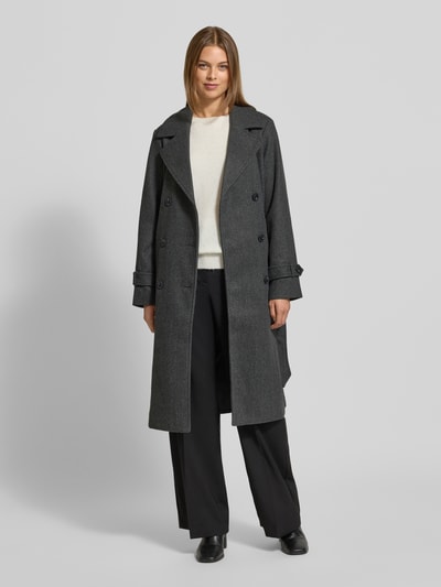 Vero Moda Trencz o kroju regular fit z kołnierzem z połami model ‘FORTUNEVEGA’ Antracytowy melanż 1