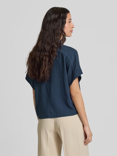 Selected Femme Bluzka o kroju relaxed fit z mieszanki wiskozy i lnu model ‘VIVA’ Ciemnoniebieski 5