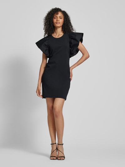 ICHI Knielange jurk met ronde hals, model 'PARISA' Zwart - 1