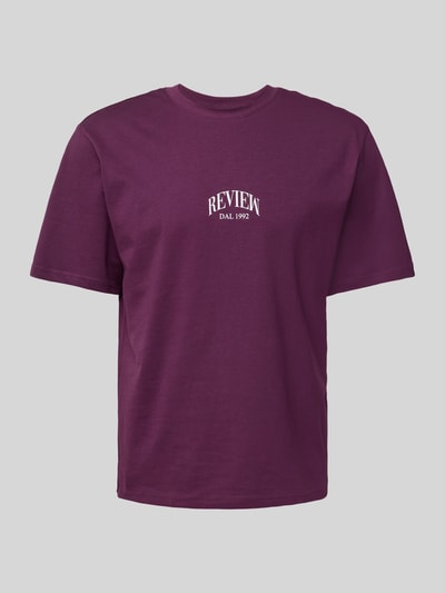 REVIEW T-Shirt mit Label-Print Pflaume 2