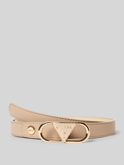 Produktfoto, Gürtel mit Label-Detail Modell 'SERENOVA' von Guess in Beige mit goldener Dornschließe, klassische Passform, glatte Ledertextur
