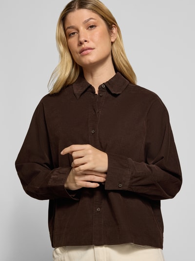 s.Oliver RED LABEL blouse met lange mouwen van corduroy met vleermuismouwen Donkerbruin - 3