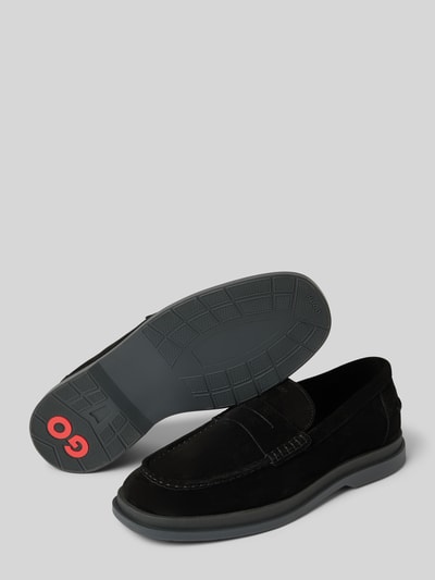 HUGO Lederloafers mit Label-Details Modell 'Chaol' Black 4