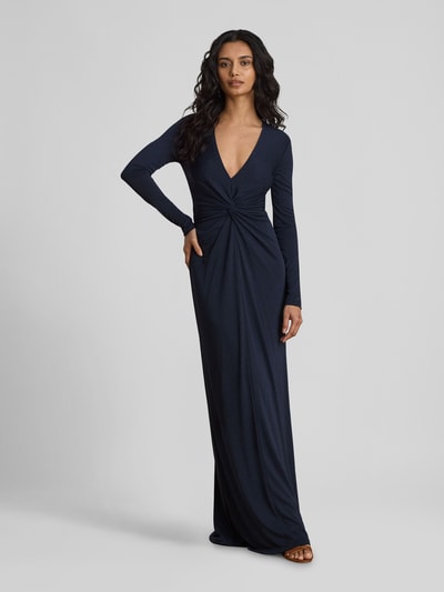 Lauren Ralph Lauren Sukienka wieczorowa z głębokim dekoltem i wiązanym detalem Ciemnoniebieski 4