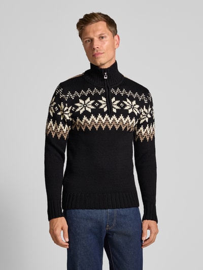 Dale of Norway Noorse trui met schipperskraag van wolmix, model 'Myking' Zwart - 4