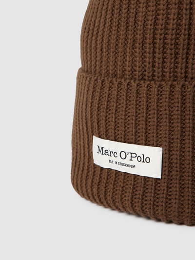 Marc O'Polo Mütze aus Baumwolle in Strick-Optik Modell 'Rib Beanie' Dunkelbraun 2