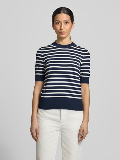 Tommy Hilfiger Sweter z dzianiny o kroju regular fit z mieszanki bawełny Granatowy 4