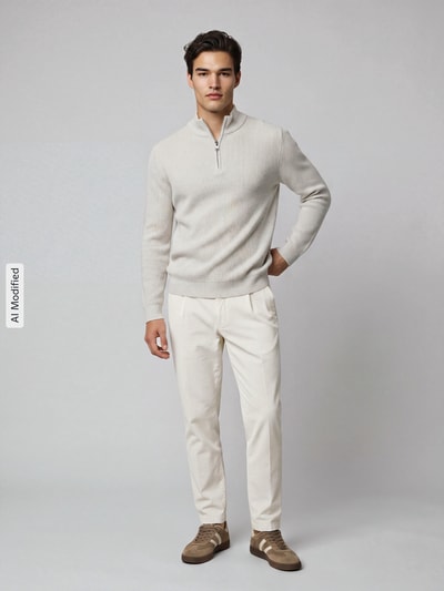 s.Oliver RED LABEL Regular Fit Troyer aus reiner Baumwolle Offwhite 1