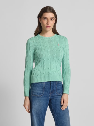 Polo Ralph Lauren Strickpullover mit Zopfmuster Modell 'JULIANNA' Gruen 4