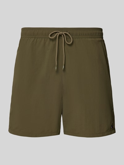 Tommy Hilfiger Regular Fit Badeshorts mit Logo-Stitching Oliv 1