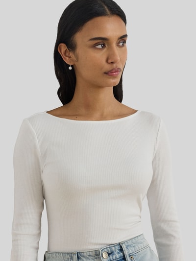 Lauren Ralph Lauren Strickshirt mit 3/4 Arm aus Baumwoll-Mix Weiss 3